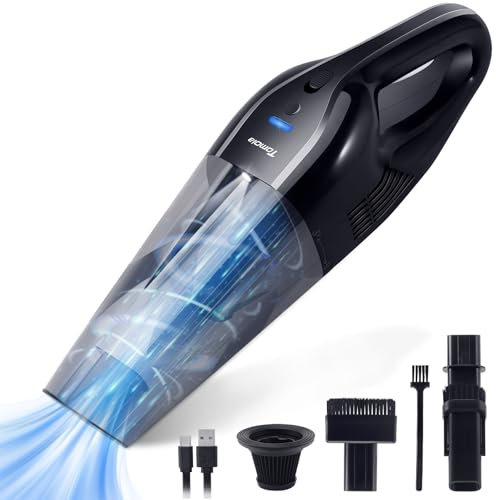 Tomoia Cordless Handheld Vacuum Cleaner - Powerful 10000Pa Suction, Lightweight 1.8 lb, 6000mAh Battery, LED Light, HEPA Filter for Home Car and Pet Hair Cleaning