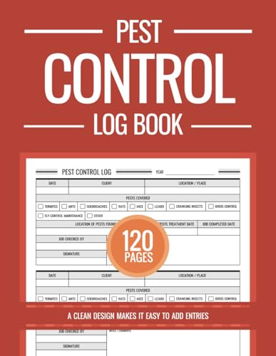 Pest Control Log Book, Pest Control Record Keeping Book, Pest Control Log