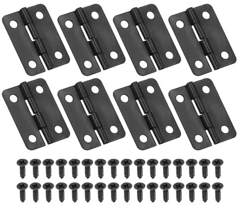 PATIKIL Pequeñas Bisagras de Espiga de 1 Pulgada Paquete de 8 Bisagras Mini para Joyeros con Tornillos para Cajas de Joyería Gabinetes Cajones Y Puertas Color Negro