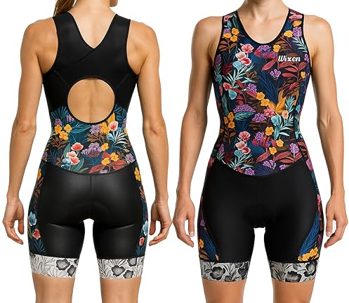 Wixen Race Back Hole Triathlon Suit Women Swim Bike Run Tri Suit Women Multi_Floral_2XL
