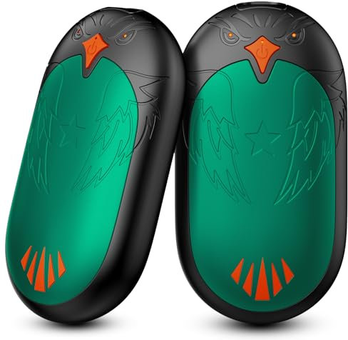 Handwärmer Wiederaufladbar 2 Pack, Handwärmer Elektrisch 2 in 1 mit 3 Heizmodi 24 Stunden Lang Anhaltende taschenwärmer, Wiederverwendbar USB Hand wärmer für Outdoor im Winter - Grün