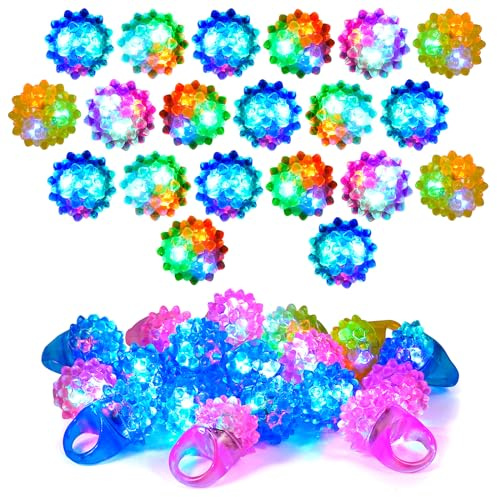 Noaya 20 anelli luminosi a LED in gelatina – Luci lampeggianti per dita, giocattoli fosforescenti per compleanni, feste di Natale, premi in classe, regali, Gomma