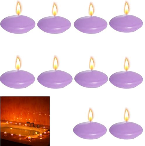 Schwimmkerzen ohne Duft,10 Stück Unparfümierte Schwimmkerzen,3,8 X 1.5cm,Kerze schwimmbare Dekoration,für Hochzeit Pool SPA,Lila