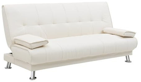 Vente-unique - Schlafsofa 3 Maxime - Kunstleder - weiß
