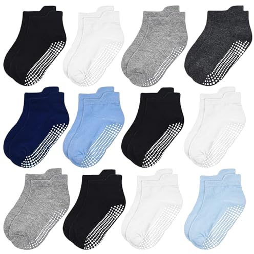 flintronic 12 par baby girpstrumpor, småbarn halkfria strumpor 1-3 år, mycket elastiska ankelstrumpor, bomull mysiga andningsbara strumpor