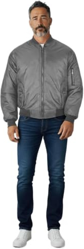 Fashion Force Mens MA1 Bomber Jacket Heavy Padded Military Army Pilot Biker Coat S-5XL (UK, Alpha, L, Regular, Regular, Silver Grey)