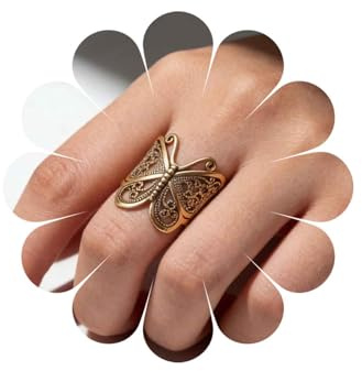 Inateannal Boho Grande Farfalla Anelli Filigrana Farfalla Dito Anello Oro Regolabile Nocche Anelli Vintage Aperto Ampio Anello Regolabile Gioielli Per Le Donne