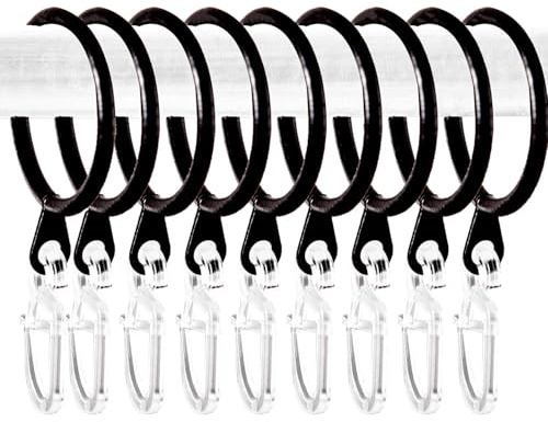 20 stycken gardiner ringar, med 20 stycken plastgardinkrokar för fönster dörr duschdraperi, gardinkrokar för skenor, 3,2 cm innerdiameter