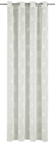 Sehlbach Tenda pronta per l'uso con occhielli, Ricamo a cerchi, Bianco, 135 x 245 cm, Ricamo elegante, Traslucido, Facile da fissare, Personalizzabile