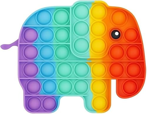 Ranzah Elephant Pop It Fidget Toy – Rainbow Sensory Bubble Push Toy for Kids & Adults | Stress & Anxiety Relief, Travel Friendly, Washable Silicone, Great Gift for Children & Families (Elephant)