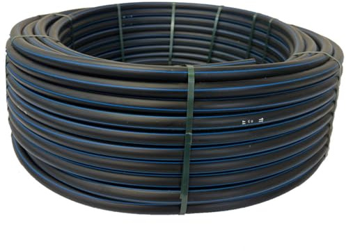 HydroSure HDPE Sprinkler Pipe PE80 20 mm x 50 m 10 Bar - Heavy-Duty High Density Polyethylene Garden Irrigation Supply Pipe for Lawn, Border and Vegetable Watering