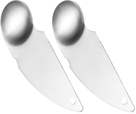 IWOWHERO Cucharas para Kiwi de Acero Inoxidable 304, Herramientas Manuales para Extraer Pulpa de Frutas, Set 2 Piezas para Pelar y Escavar Aguacate, Melocotón y Sandía en Cocina Doméstica