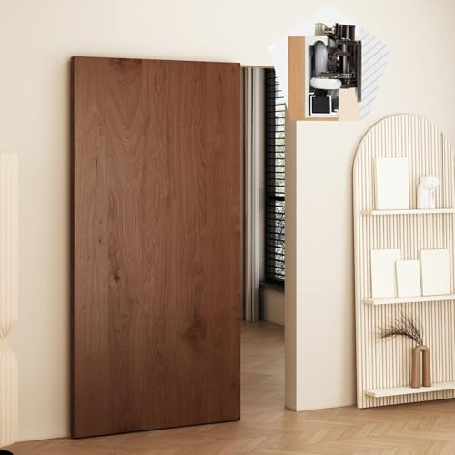 Herrajes Puertas Correderas Herrajes para Puerta Corredera Oculta 70–180cm, Puerta Corredera Fantasma Sin Riel Suave, Riel para Puerta de Armario con Mecanismo de Cierre Suave(73cm/28.7in)