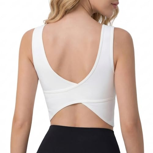 Women's Sports Bras with Built-in Bras, Comfortable Workout Tank Tops(L)