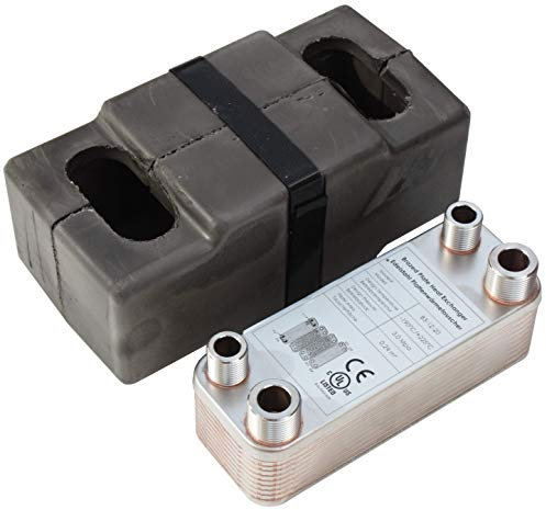 Edelstahl Plattenwärmetauscher + Isolation B3-12-20 mit 2x1/2 & 2x3/4 Zoll Anschl. 45kW Heizung Solar (PWT+Iso)