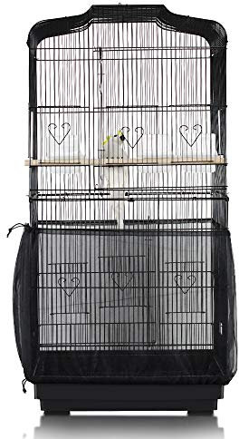 ASOCEA Bird Cage Seed Catcher Adjustable Bird Cage Cover Soft Nylon Mesh Skirt Parrot Birdcage Net for Parakeet Macaw African