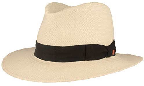 Mayser Original Panama-hatt | halmhatt | sommarhatt av Ecuador – traditionell handflätad, UV-skydd 80, vattenavvisande, brottskydd – Bogart, Vit, 60
