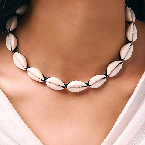 Yean Collana girocollo bohémien intrecciata con conchiglie, per donne e ragazze, colore nero