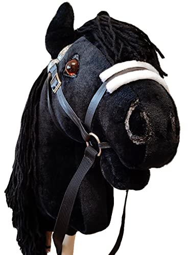 Black Friesian Hobby Horse on a Stick with Bridle for Children 4-10 Years