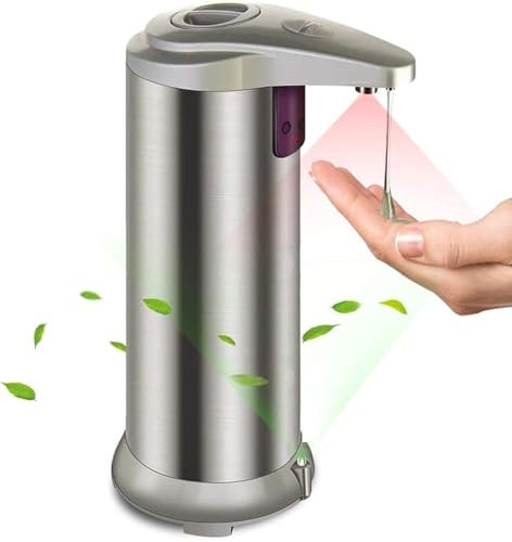 Touchless Automatic Liquid Soap Dispenser Hand Soap Dispenser with Infrared Motion Sensor, Output Control Switches, Waterproof Base, Stainless Steel Body, for Kitchen Bathroom Commercial Hotel