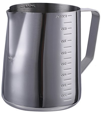 ZIYUMI 30 oz (900ML) Milk Frothing Pitcher with Measurements on Both Sides, Stainless Steel Coffee Creamer Frothing Cup Jug for Espresso Machines Latte Art Baristas