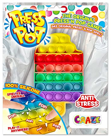 CRAZE Pop it-Fidget Toy-Juguete Anti Estrés-Ice Cream Multicolor, niñas y Adultos (37379)