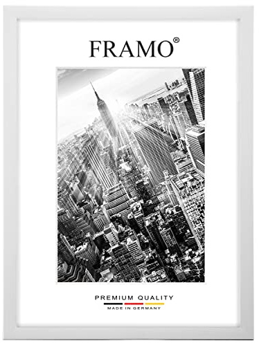 Cornice su misura FRAMO in legno 99 x 38 cm - Pino Bianco | Dimensioni selezionabili | incl. vetro acrilico antiriflesso | Cornice per puzzle | Foto | Poster