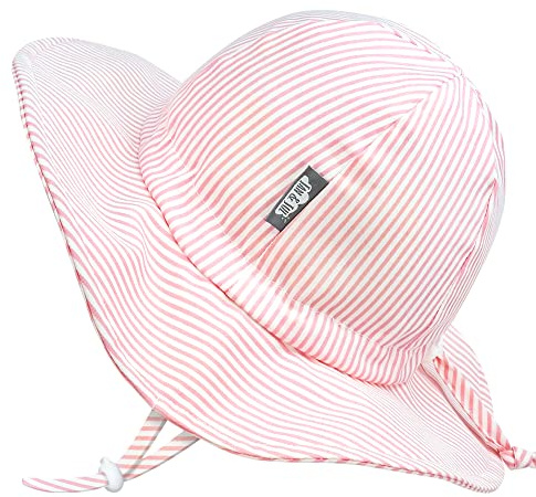 Jan & Jul Kinder Verstellbarer Sonnenhut aus Baumwolle für Mädchen (XL: 5-12 Jahre, Rosa Streifen)
