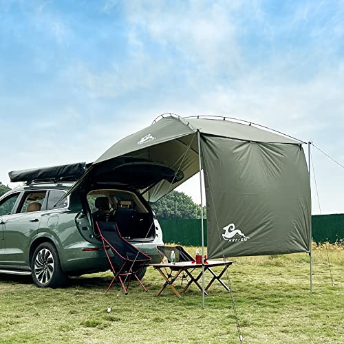 HREFEU Tenda per portellone posteriore con tenda, impermeabile 3000 mm, UPF 50+, tenda parasole per portellone posteriore, per SUV, furgoni, monovolume, CUVCamping (misura grande)