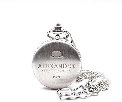 AURUM Taschenuhr mit Gravur farbe Silber gebürstet