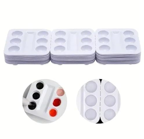 30-teilige Malpalette, Mini-Malpalette aus Kunststoff zum Malen für Kunst, Malerei, Kunsthandwerk, Ölpalette für Kinder und Erwachsene, Weiß