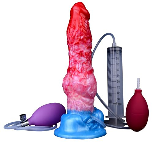 Plug Anal Hinchable - Consolador XXL Grueso con Función de Chorro de Agua Consolador Anal para Hombres con Ventosa para el Pene Juguete Sexual para BDSM Enema o Estimulación del Punto G (C)