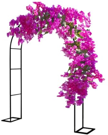 Arco de Rosa, Arco de Metal Grandes, Base Removible, para Plantas Trepadoras y Decoración de Patio, Bodas Decoracion de Arco(White,H2mxW0.8m)