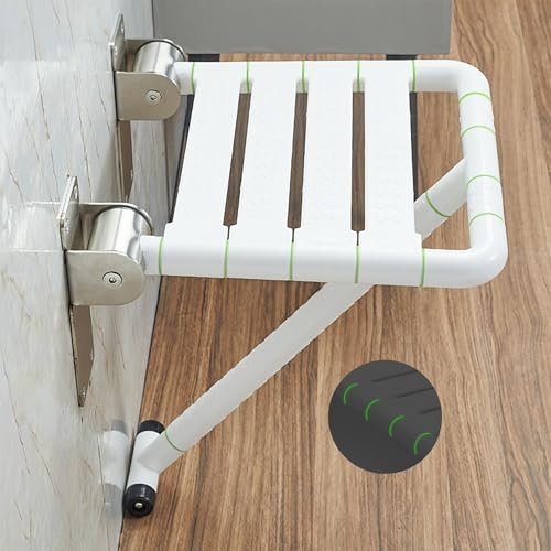 ITSOGOO Siège de Douche Rabattable avec Pieds de Support,Chaise de Douche Adulte pour Personne Handicapée Pliable Antidérapante en Acier INOX 304 et Âgées Capacité de 300 kg Blanc