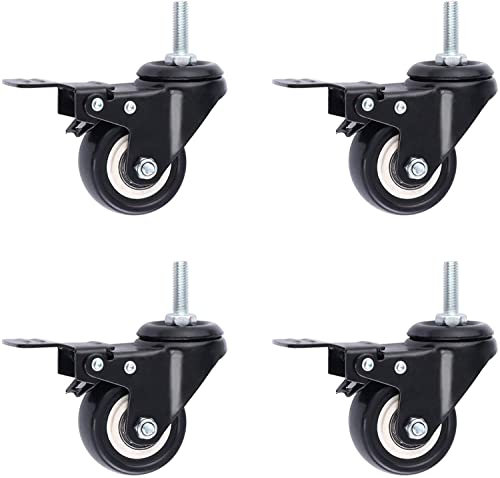 Ruote per Mobili da 1,5 Pollici in Poliuretano a Doppio Cuscinetto, Rotanti a 360 Gradi, con Gambo Filettato, per Rotelle per Culla, Armadio da Cucina, Silenzioso/Brake/M10