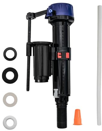 Mendorio Bottom Entry Toilet Fill Valve, G1/2 Universal Cistern Inlet Valve, Adjustable Height and Float, with Outlet Filter and Refill Tube