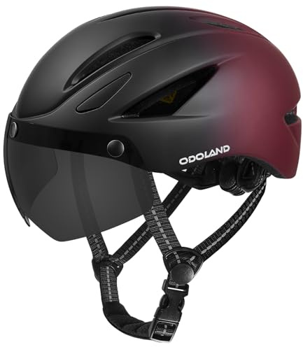 Odoland Casque de Vélo avec Visière Photochromique Magnétique Détachable Casques VTT et VTC Réglable Casque Vélo Route Léger Anti Choc pour Homme Femme Adulte