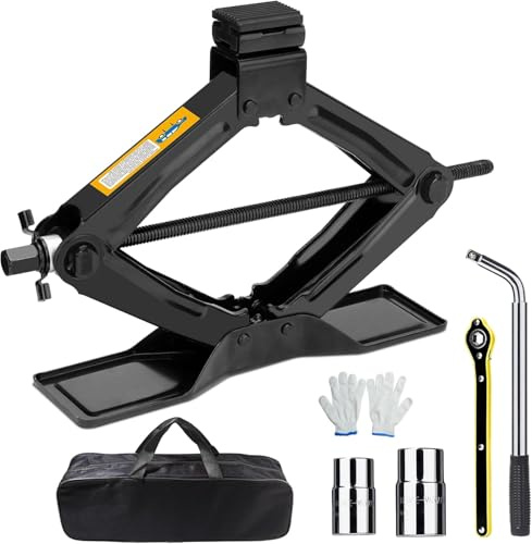 Shall gato de tijera 2T, gato con almohadilla de goma de 360°, altura de elevación 100-380 mm, placa de acero reforzada y engrosada, con carraca y protección contra la oxidación, para SUV y sedán