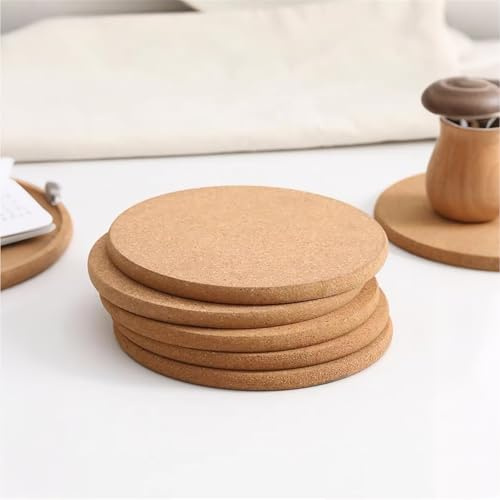 GREATRICH Sottopentola per Induzione, Set di 6 Sottopiatti in Sughero Naturale, 19 cm Sottopentola Sughero Rotondo, Sottopentolas Legno per Tavola, Protettivo, Antiscivolo, Ideale per Cucina