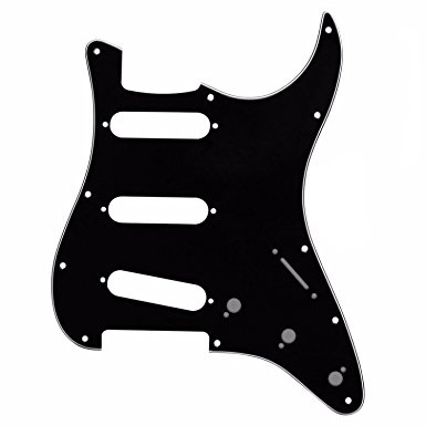 Metallor Electric Guitar Pickguard 3 Ply 11 holes SSS Single Coil Compatible with Strat Style Modern Guitar Parts Replacement(Black)