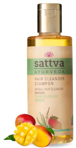 Shampoo von Sattva - Sensitiv Naturkosmetik mit Kräutern für Glanz & Feuchtigkeit, Ohne Sulfate, Silikone & Parabene - Mildes Shampoo für Kopfhaut (Mango)