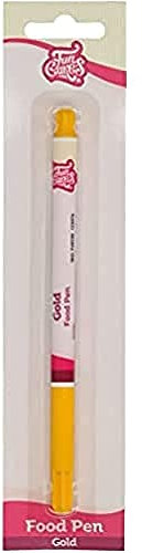 FunCakes Food Pen Or: Stylo Alimentaire pour Décoration de Gâteaux, Pâtisseries et Desserts, Pointe Flexible pour Lignes Épaisses et Fines, Idéal pour Personnaliser, Certifié Halal