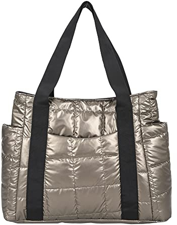 Bolso de mano acolchado grande con cremallera, bolso de hombro ligero, acolchado acolchado rejilla axila bolsa para mujeres noche fuera, 01-Marrón, 36 EU