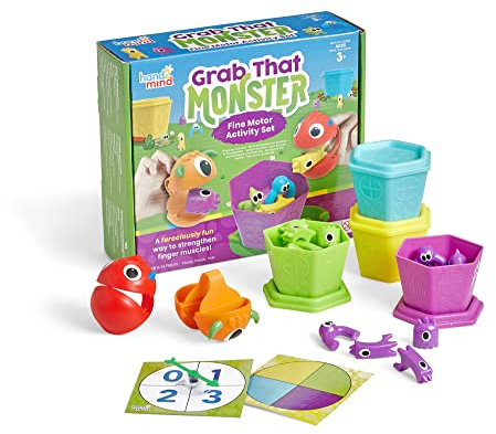 hand2mind Grab That Monster Fine Motor Activity Set, Occupational Therapy Toys, Pincer Grasp Fine Motor Skills Toys for Toddlers 3-4, Play Therapy Games for Kids, Preschool Learning Activities