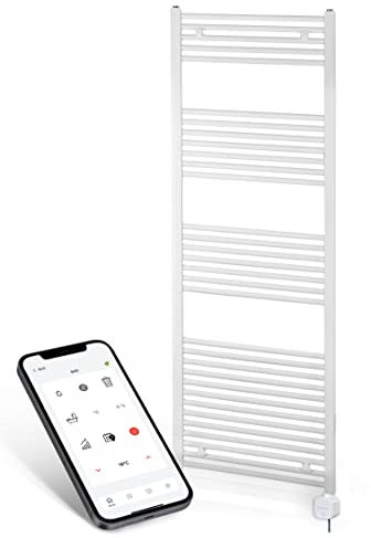 anapont Elektrischer Badheizkörper 1475x600 Handtuchheizkörper – Timer - Handtuchradiator, IPx5, komplett montiert – Atmosphäre & Komfort im Bad (mit Zeitschaltuhr)