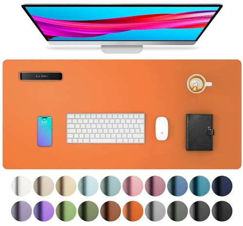 Aothia Tapis de bureau en cuir PU,sous main bureau/tapis de souris antidérapant/tapis de table imperméable/tapis d'écriture pour le bureau et la maison (80x40cm,Hermes Orange)