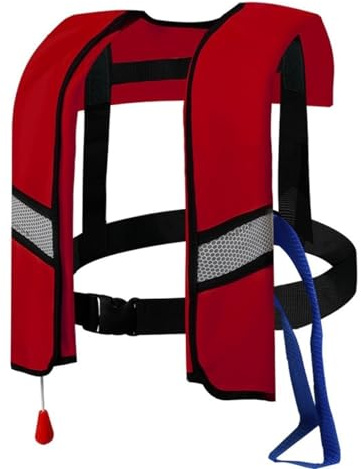 GDLHY Snorkel Vest, Portable Inflatable Swim Vest Jackets for Snorkeling Swimming Diving Safety,Manual Inflatable Men's Women's Adjustable Vest for Swimming Fishing Outdoor Water Sports (330LB)(Red)