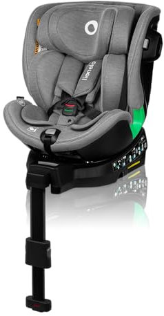LIONELO HARMONY I-SIZE Silla Coche Bebé Giratoria 360o para Niños 40-150 CM, Fijación ISOFIX+Pata de Estabilización, Reposacabezas y Respaldo Ajustables, Reductor Dri-Seat (GREY CONCRETE)