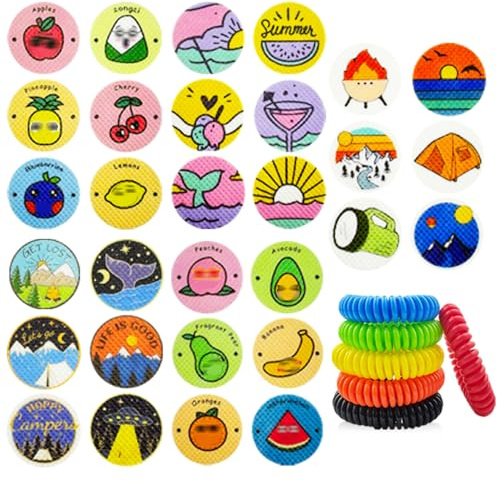 Mosquito Repellent Stickers, 300 Pack for Kids & Adults, Outdoor/Indoor, Natural Plant-Based, 6 Mosquito Bracelets Included