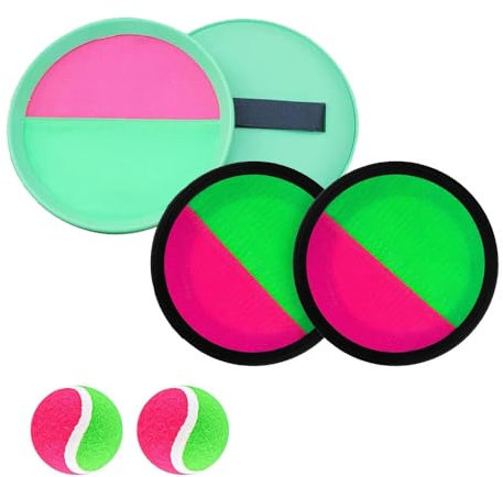 Voarge Juego de bolas de velcro, juego de pelota de pesca con 4 discos de captura, 2 bolas, juego de bolas de velcro para niños a partir de 3, 4, 5, 6, juegos de pelota para exteriores, niños para